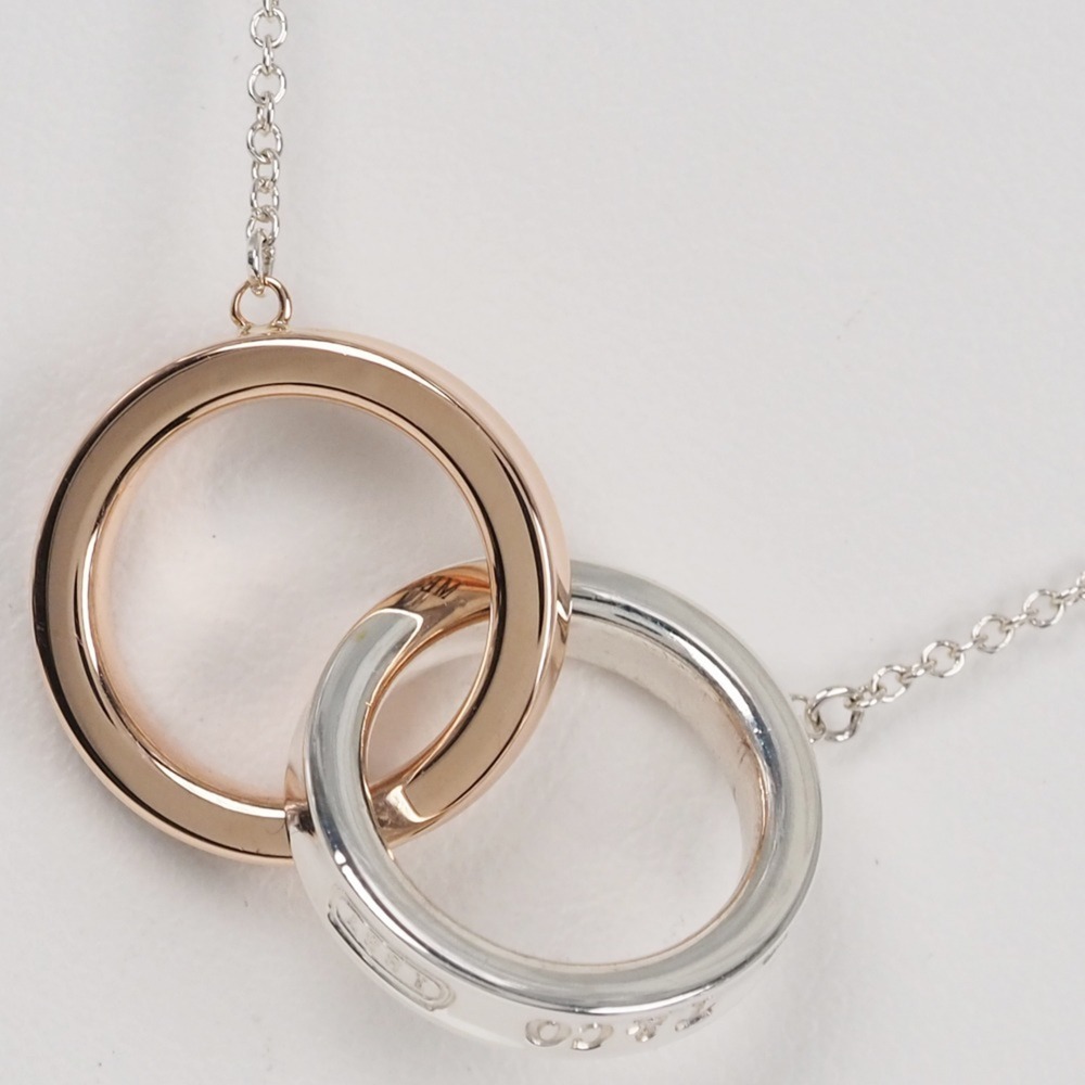 TIFFANY 1837 Interlocking Circle Silver 925 x Rubedo Metal Women's Necklace - Picture 3 of 8